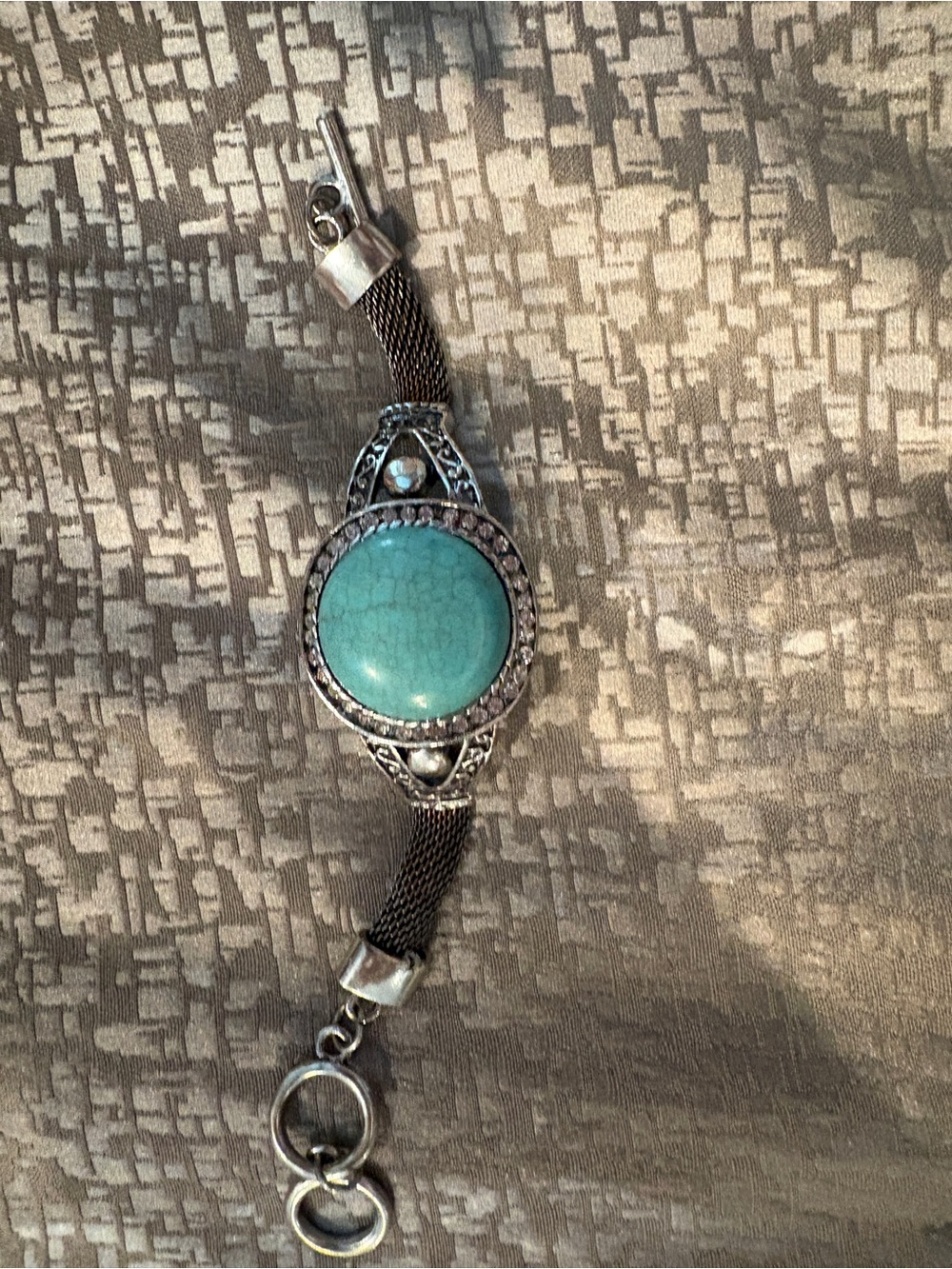 Turquoise Stone Silver-Tone Bracelet - Women's Fashion Jewelry